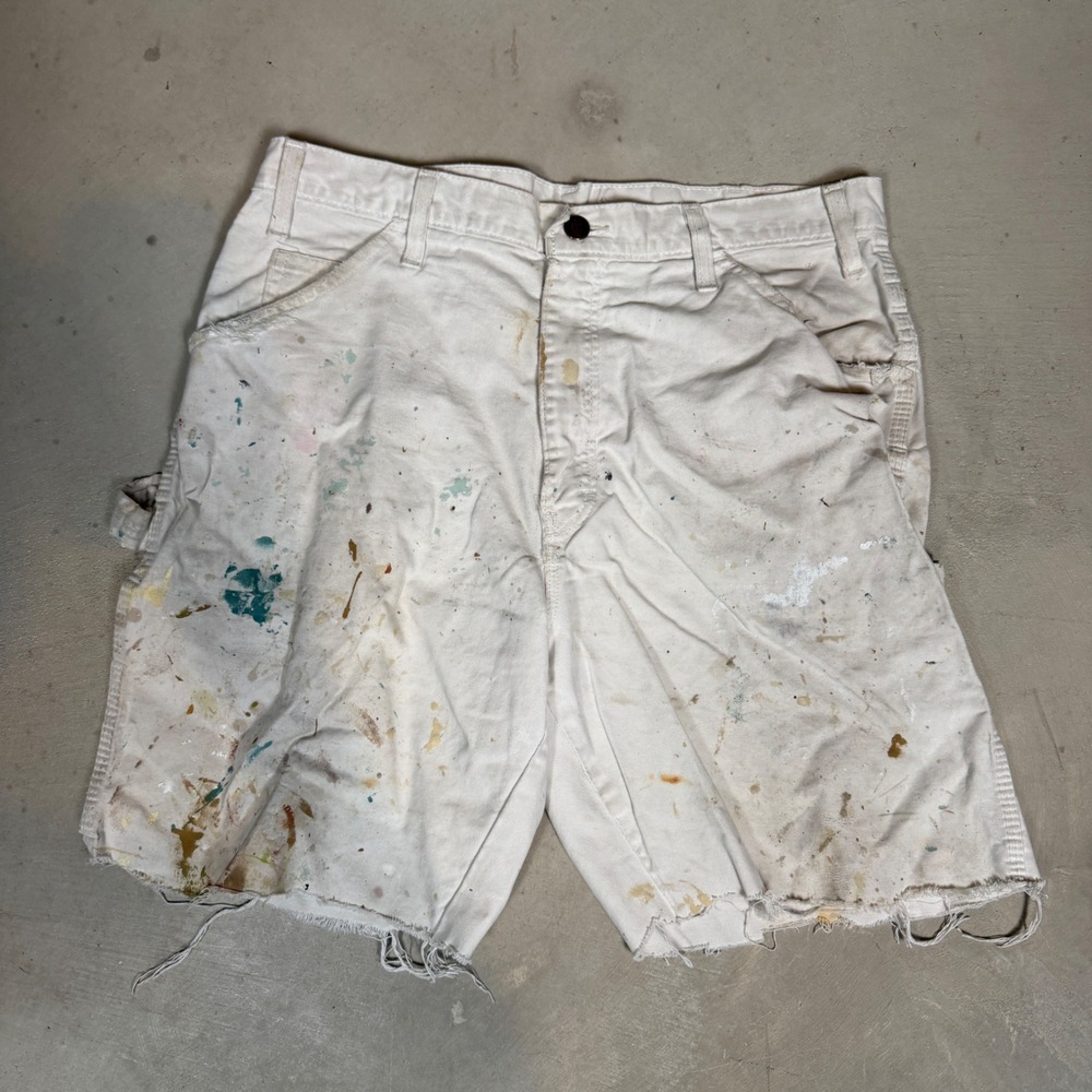 Vintage Dickies Sherwin Williams Painter Shorts White Distressed Mens 32 Waist - Picture 2 of 6